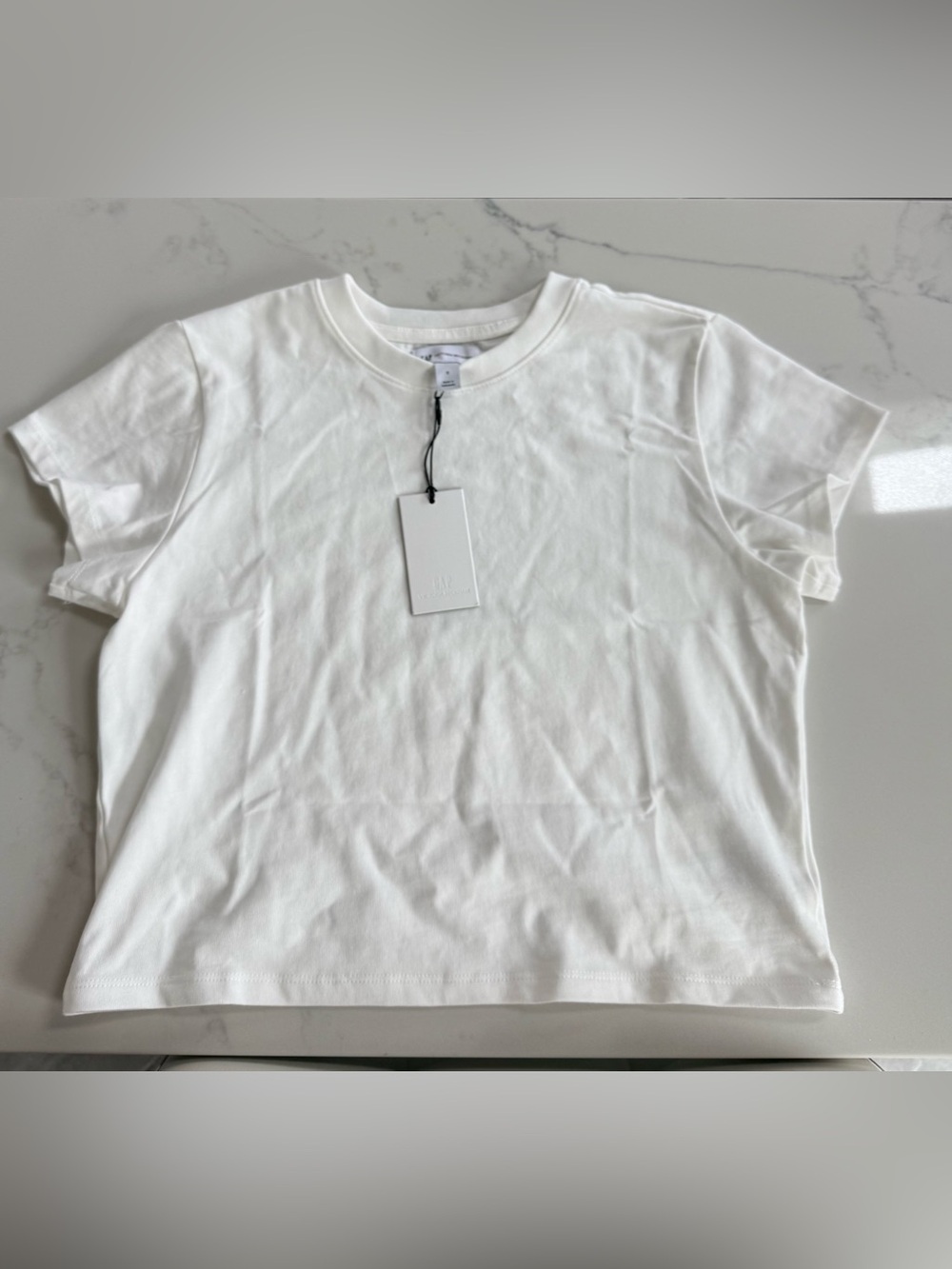 GAP X Victoria Beckham Organic Cotton White Cropped Tee Shirt